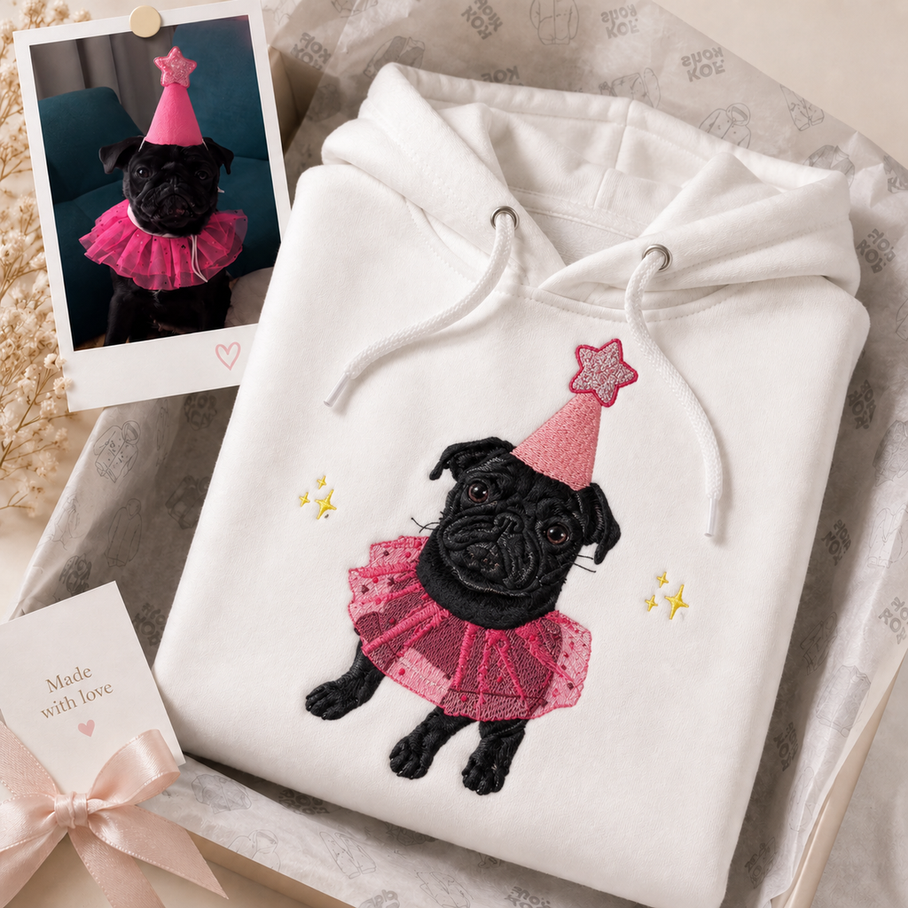 T-Shirt with Custom Pet Embroidery from Your Photo
