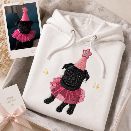 T-Shirt with Custom Pet Embroidery from Your Photo