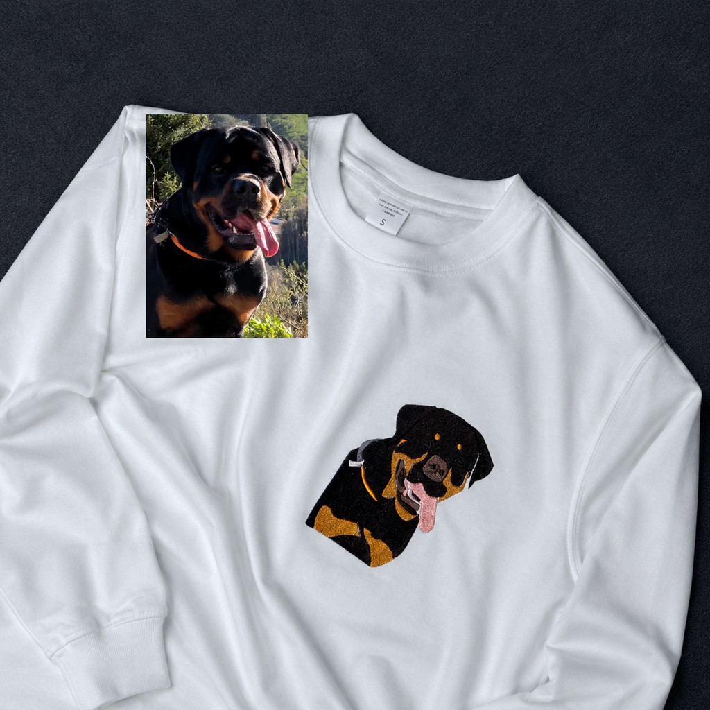 T-Shirt with Custom Pet Embroidery from Your Photo